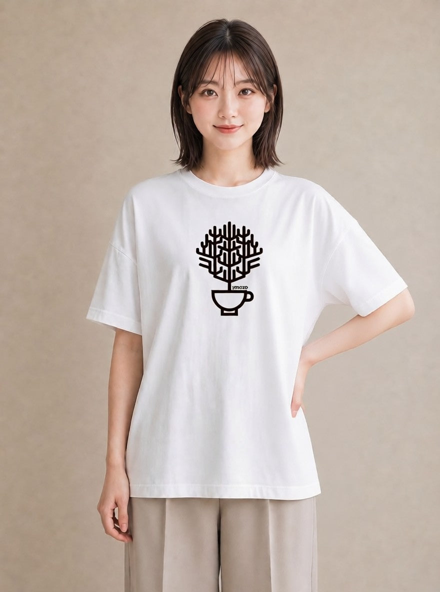 半袖Tシャツ レディース カフェ カフェロゴ ロゴ イラスト ポップ 敬老の日 ホワイトデー 白T YMAZO