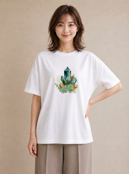 デザインTシャツ レディース 多肉植物 植物 ボタニカル イラスト お出かけ 普段着 白T YMAZO