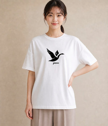 Tシャツ レディース 折り鶴 折り紙 ナチュラル アンティーク イラスト ポップ ルームウェア ギフト 白T YMAZO
