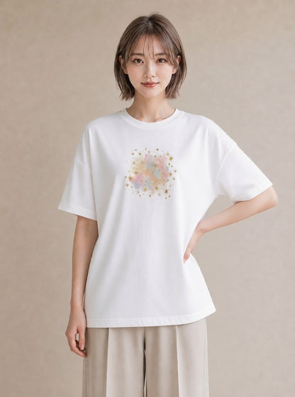 プリントTシャツ レディース 牡羊座 星空 宇宙 イラスト ニュアンス 母娘コーデ 自分用 白T YMAZO