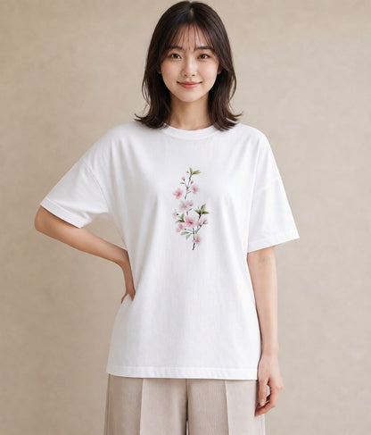 デザインTシャツ レディース さくら 桜 サクラ 花 花柄 イラスト 夏コーデ 通学 白T