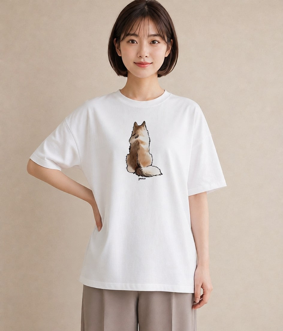 グラフィックTシャツ レディース 猫 ねこ イラスト ヴィンテージ風 休日 ペアコーデ 白T YMAZO