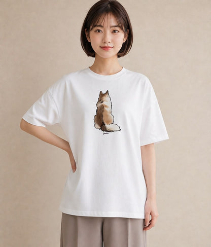 グラフィックTシャツ レディース 猫 ねこ イラスト ヴィンテージ風 休日 ペアコーデ 白T YMAZO