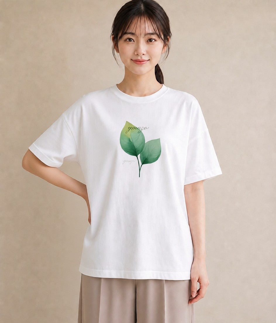 Tシャツ レディース モンステラ 植物 ボタニカル イラスト 淡色 綿100 デート 白T YMAZO