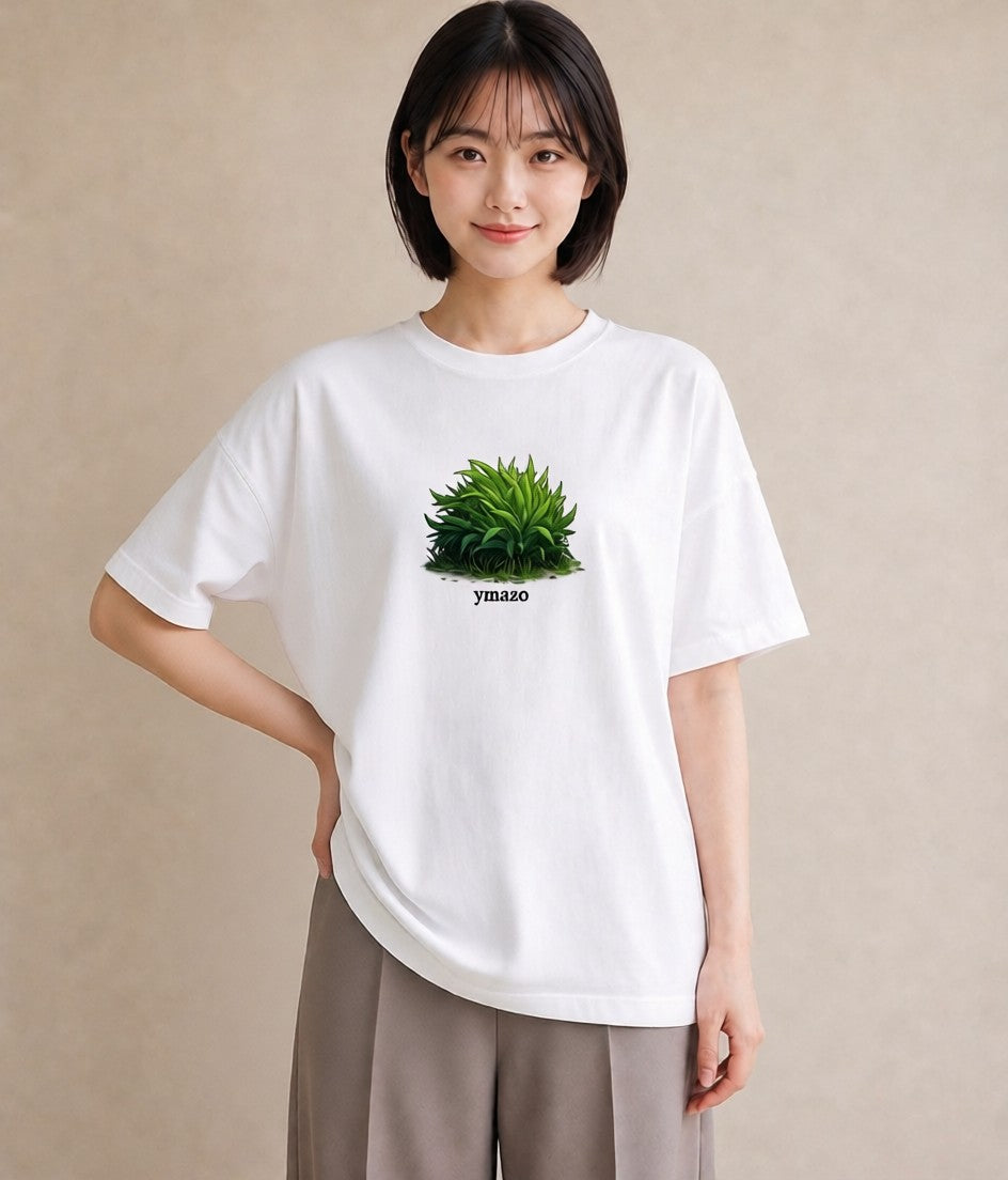 デザインTシャツ レディース 芝生 植物 ボタニカル イラスト 手描き風 秋コーデ おしゃれギフト 白T YMAZO