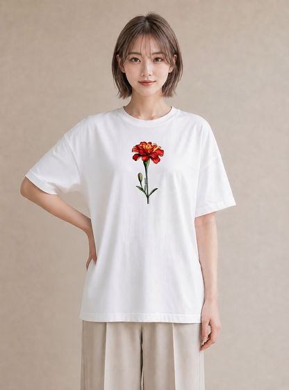 プリントTシャツ レディース カーネーション 花 花柄 イラスト 淡色 お出かけ 普段着 白T
