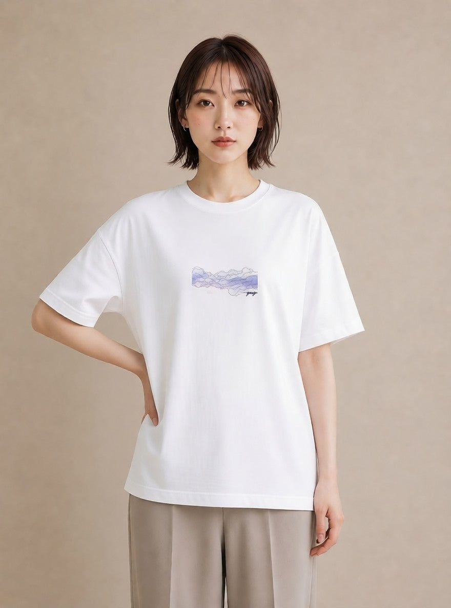 半袖Tシャツ レディース 空 星空 宇宙 イラスト カフェコーデ ミセス 春コーデ 白T YMAZO