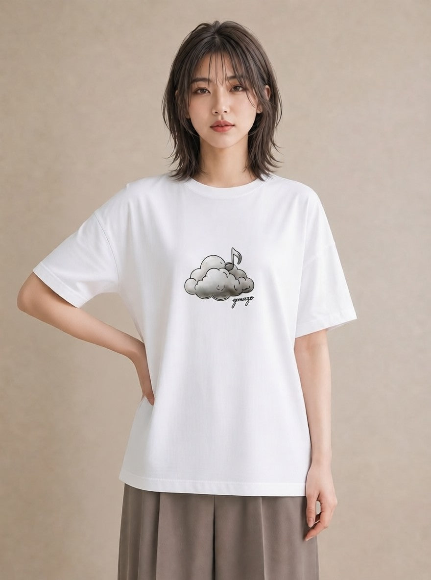 Tシャツ レディース 空 星空 宇宙 イラスト 淡色 ホワイトデー 春服 白T YMAZO