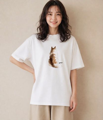 Tシャツ レディース 愛犬 犬 いぬ イラスト こなれ感 ギフト 母の日 白T YMAZO