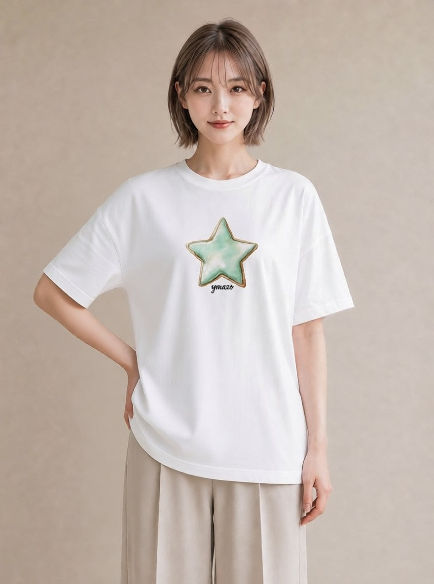 プリントTシャツ レディース 天の川 星空 宇宙 イラスト シンプル 敬老の日 ホワイトデー 白T YMAZO