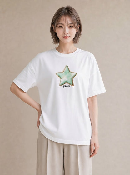 プリントTシャツ レディース 天の川 星空 宇宙 イラスト シンプル 敬老の日 ホワイトデー 白T YMAZO