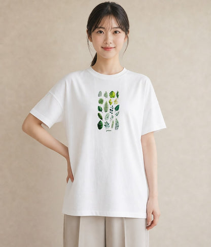 プリントTシャツ レディース ボタニカル 植物 イラスト フェミニン ホワイトデー 春服 白T YMAZO