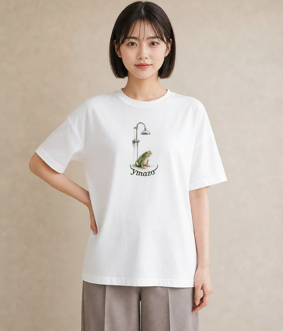 デザインTシャツ レディース アマガエル ペット 動物 イラスト シンプル お出かけ 普段着 白T YMAZO