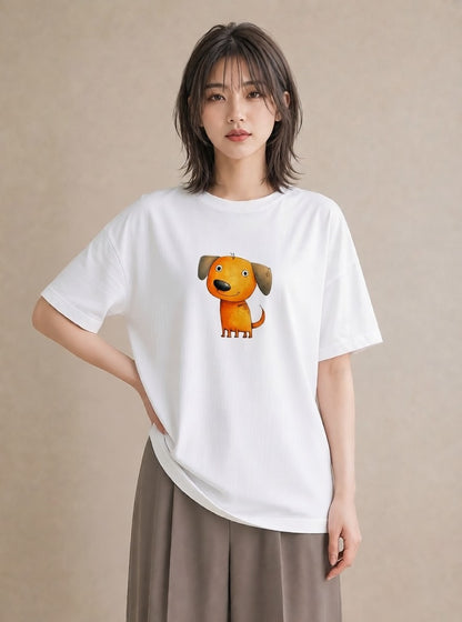 Tシャツ レディース わんちゃん 犬 いぬ イラスト ガーリー 親子 20代 白T YMAZO