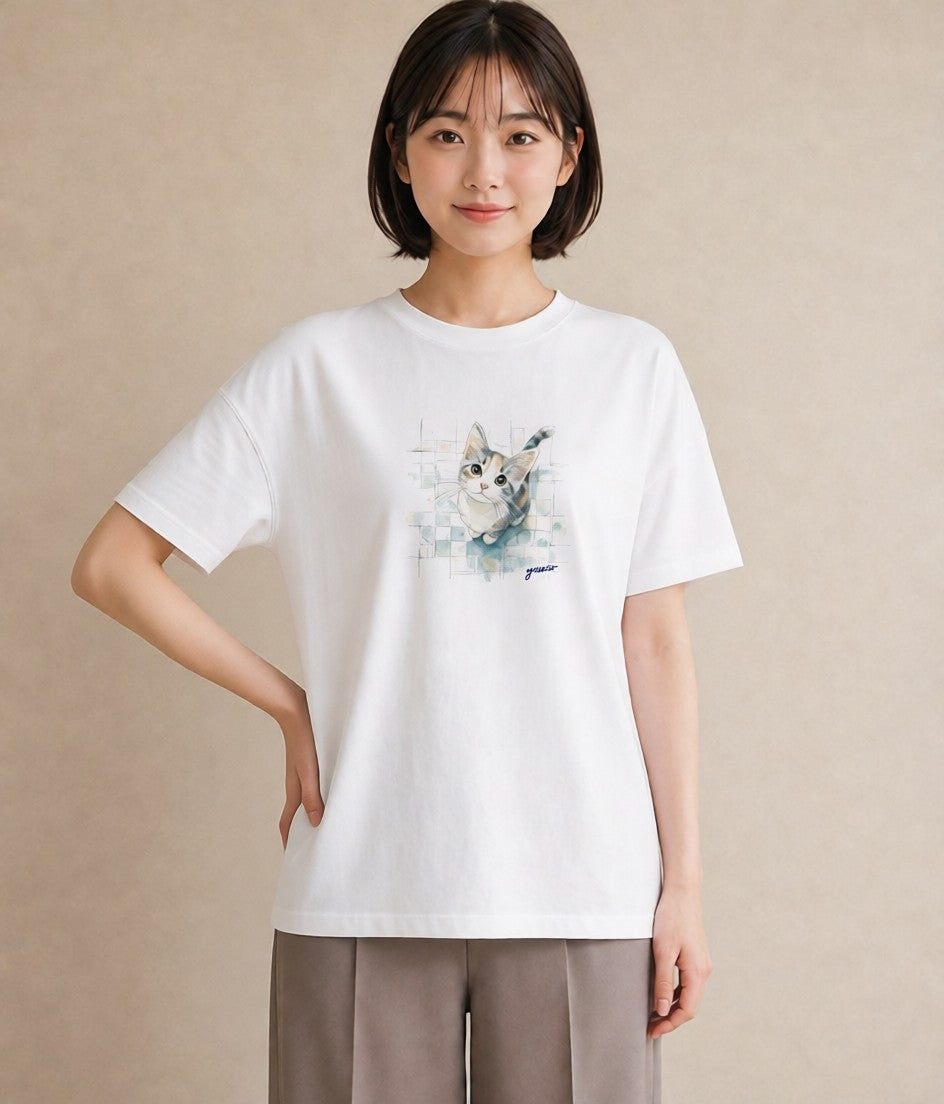 半袖Tシャツ レディース ラグドール 猫 ねこ イラスト ポップ 旅行 母娘コーデ 白T YMAZO