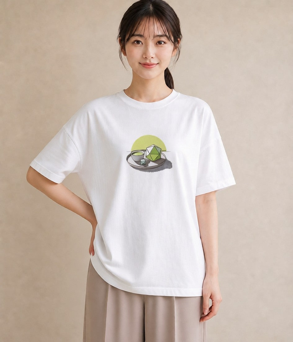 プリントTシャツ レディース 抹茶 食べ物 フード イラスト 北欧風 ビーチ デイリーウェア 白T YMAZO