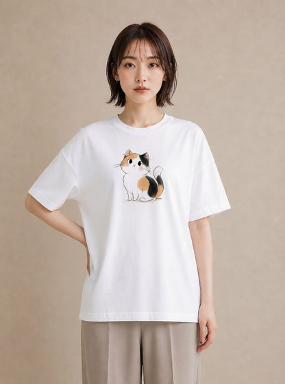 デザインTシャツ レディース ハチワレ 白黒猫 猫 ねこ イラスト 可愛い 春コーデ 姉妹 白T YMAZO