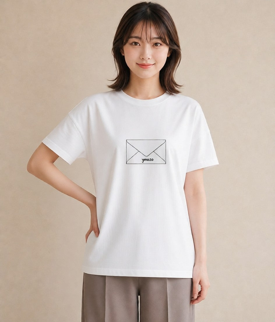 Tシャツ レディース 封蝋 手紙 アンティーク ナチュラル イラスト シック ラフ レイヤード 白T YMAZO