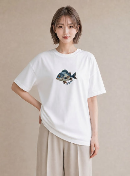 プリントTシャツ レディース マンボウ 海の生き物 海 イラスト 抜け感 女性向けギフト 散歩 白T YMAZO