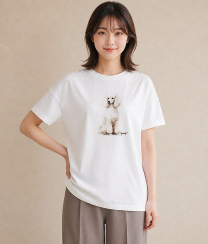 プリントTシャツ レディース トイプードル プードル 犬 いぬ イラスト ゆるかわ 母娘コーデ 自分用 白T YMAZO