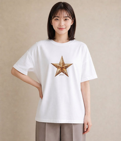 プリントTシャツ レディース スター 星空 宇宙 イラスト ゆるかわ デート 帰省 白T YMAZO