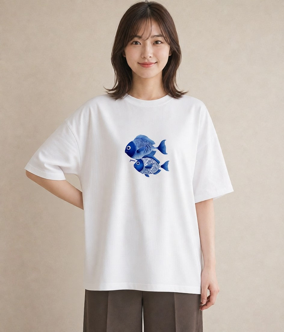 Tシャツ レディース たい焼き 食べ物 フード イラスト ヴィンテージ風 秋コーデ おしゃれギフト 白T YMAZO
