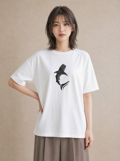 半袖Tシャツ レディース ジンベエザメ 海の生き物 海 イラスト 個性的 秋コーデ おしゃれギフト 白T YMAZO
