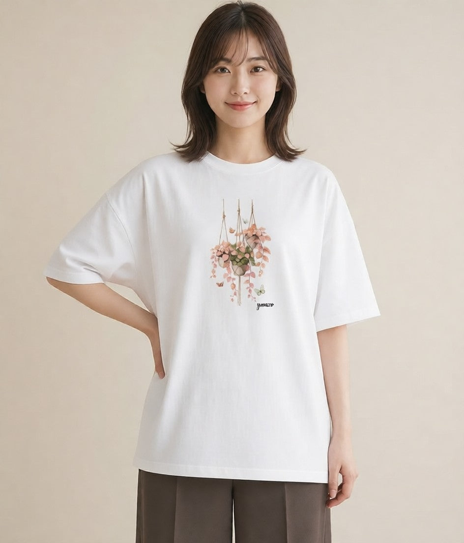 Tシャツ レディース 風鈴 ガラス 夏 ナチュラル アンティーク イラスト 抜け感 休日 ペアコーデ 白T YMAZO