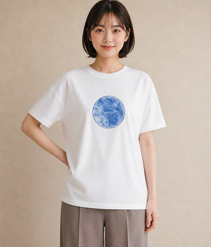 半袖Tシャツ レディース 獅子座 星空 宇宙 イラスト ゆるコーデ カフェ服 クリスマス 白T YMAZO