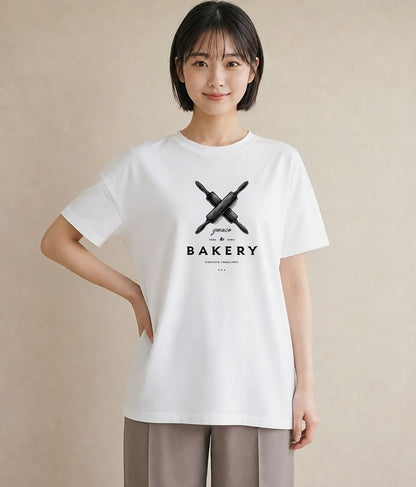 Tシャツ レディース パン ベーカリー イラスト ボタニカル レイヤード 友達ギフト 白T YMAZO