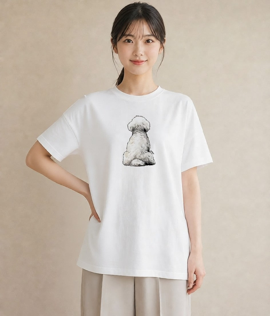 Tシャツ レディース ビションフリーゼ 犬 いぬ イラスト 秋コーデ おしゃれギフト 白T YMAZO