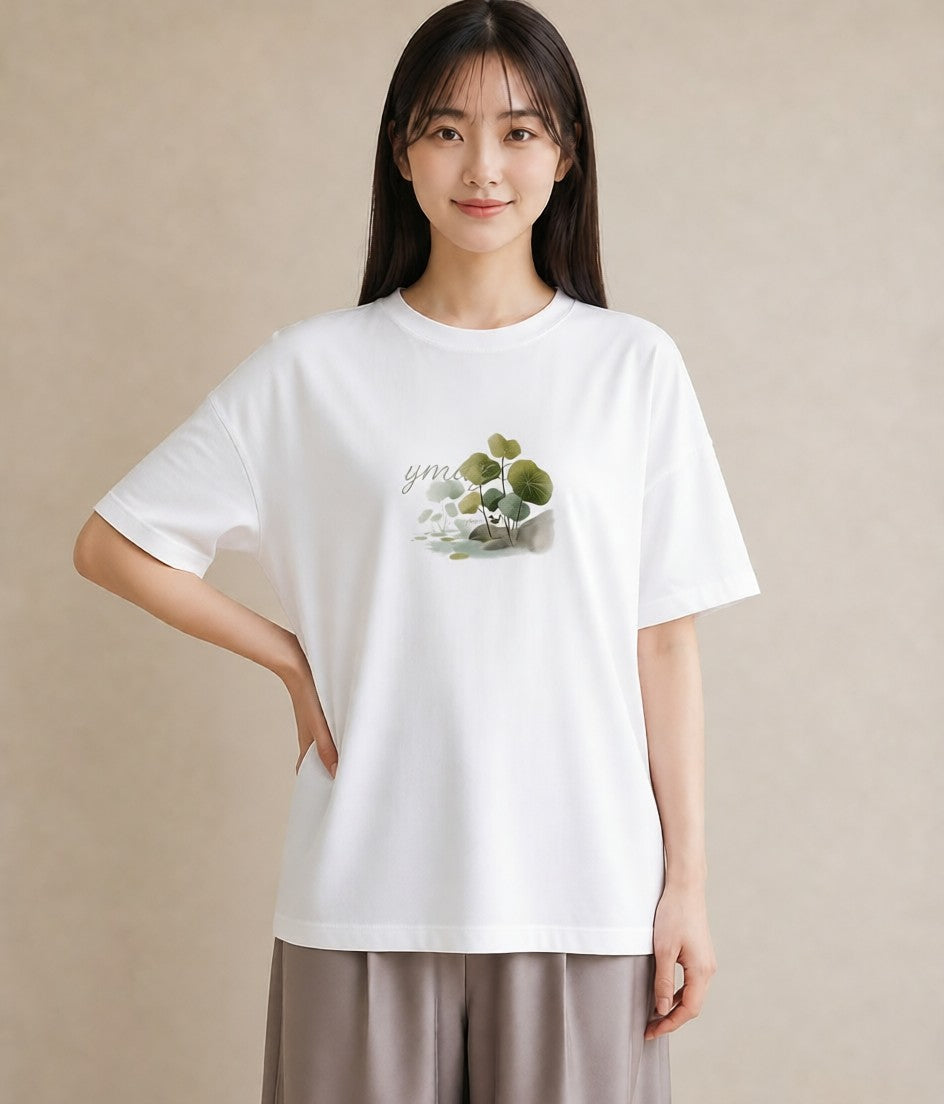 半袖Tシャツ レディース 桟橋 水辺 波止場 ナチュラル アンティーク イラスト モード 女性 旅行用 白T YMAZO