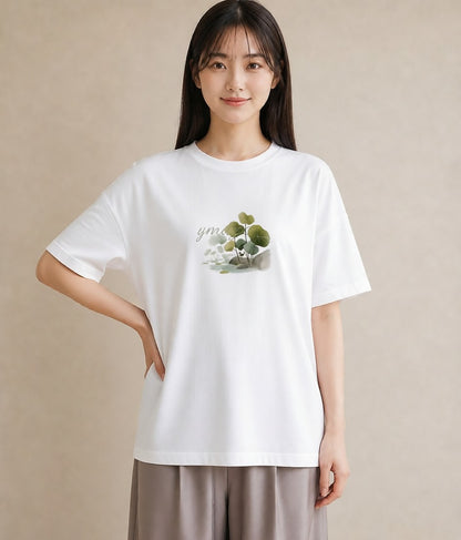 半袖Tシャツ レディース 桟橋 水辺 波止場 ナチュラル アンティーク イラスト モード 女性 旅行用 白T YMAZO