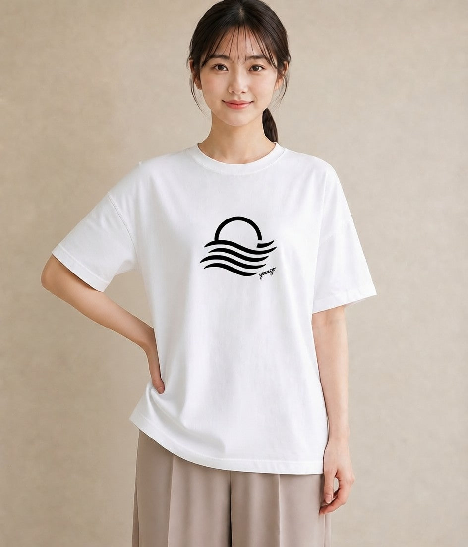 半袖Tシャツ レディース 海 リゾート 夏 イラスト カジュアル 旅行 母娘コーデ 白T YMAZO