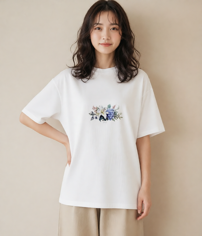プリントTシャツ レディース ゆり 百合 花 花柄 イラスト 普段使い レイヤード 友達ギフト 白T YMAZO