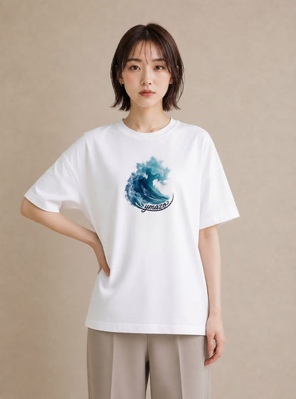 プリントTシャツ レディース 波 星空 宇宙 イラスト ボタニカル 誕生日プレゼント 綿100 白T YMAZO