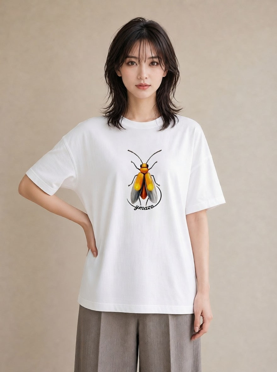 Tシャツ レディース ダンゴムシ 昆虫 虫 イラスト 旅行コーデ 休日 ペアコーデ 白T YMAZO