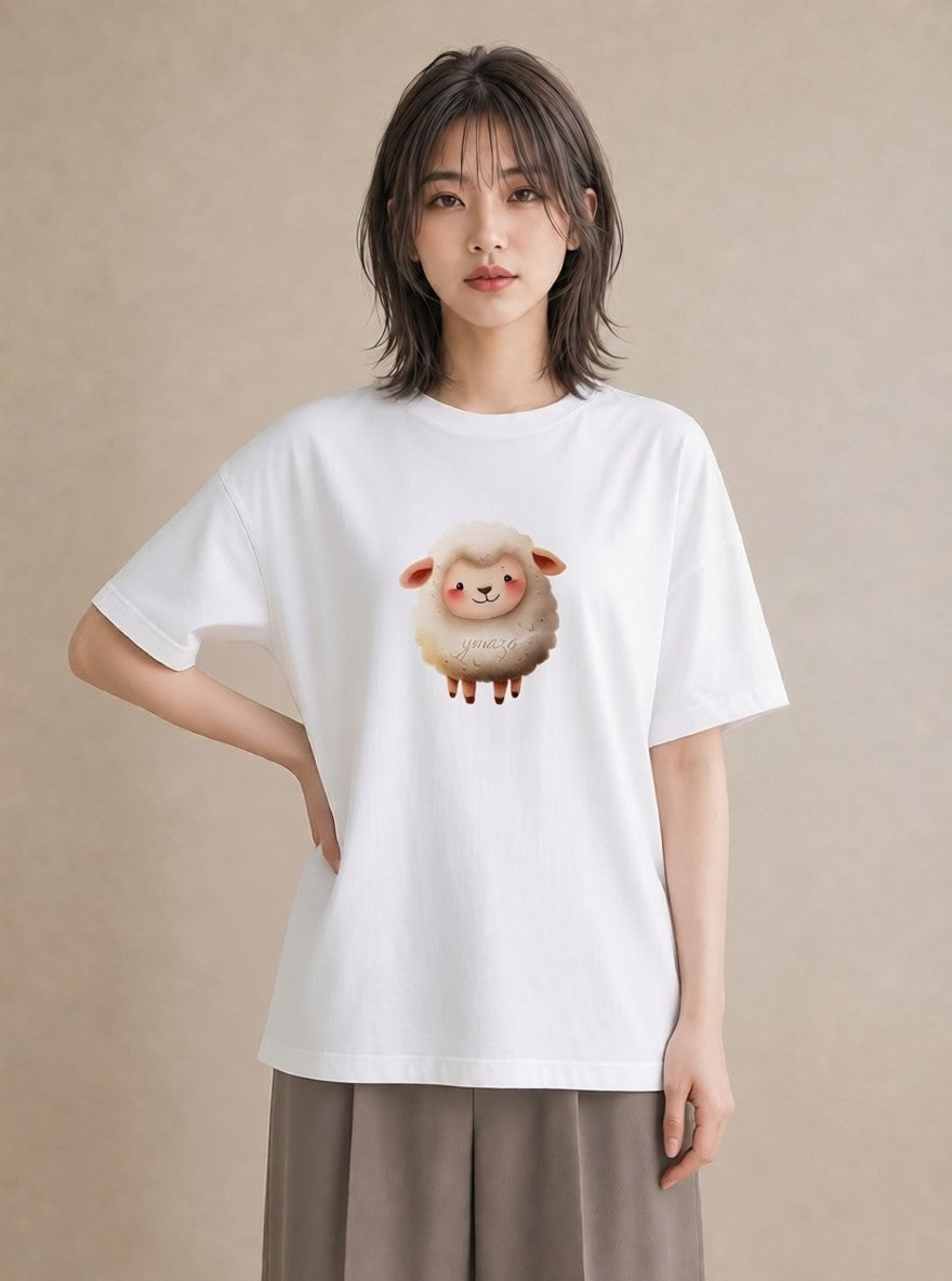 グラフィックTシャツ レディース アルパカ 動物 アニマル イラスト 個性的 ミセス 春コーデ 白T YMAZO