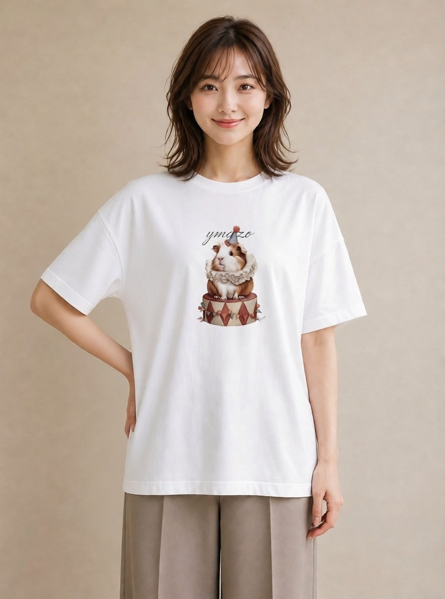 グラフィックTシャツ レディース ライオンラビット ペット 動物 イラスト 普段使い 春コーデ 姉妹 白T YMAZO
