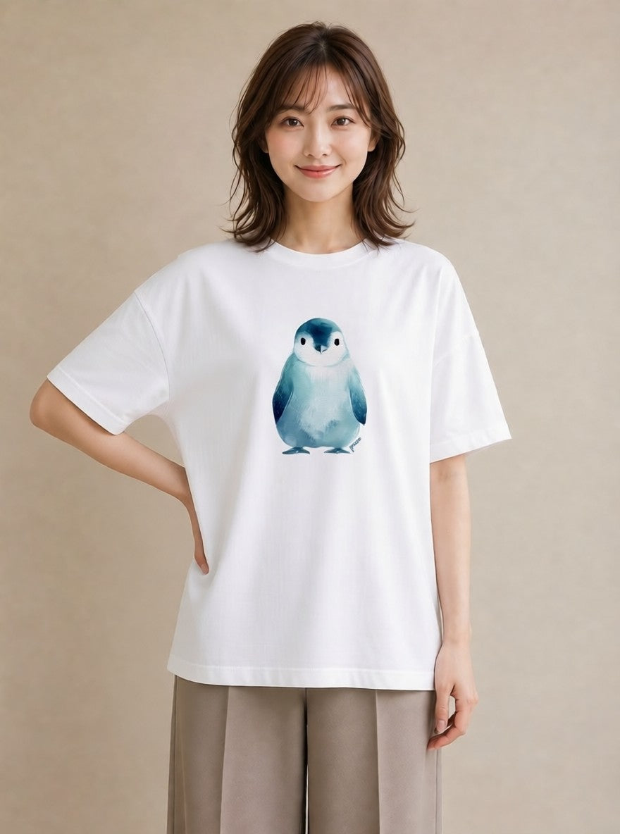 プリントTシャツ レディース シロフクロウ 動物 アニマル イラスト 手描き風 敬老の日 ホワイトデー 白T YMAZO
