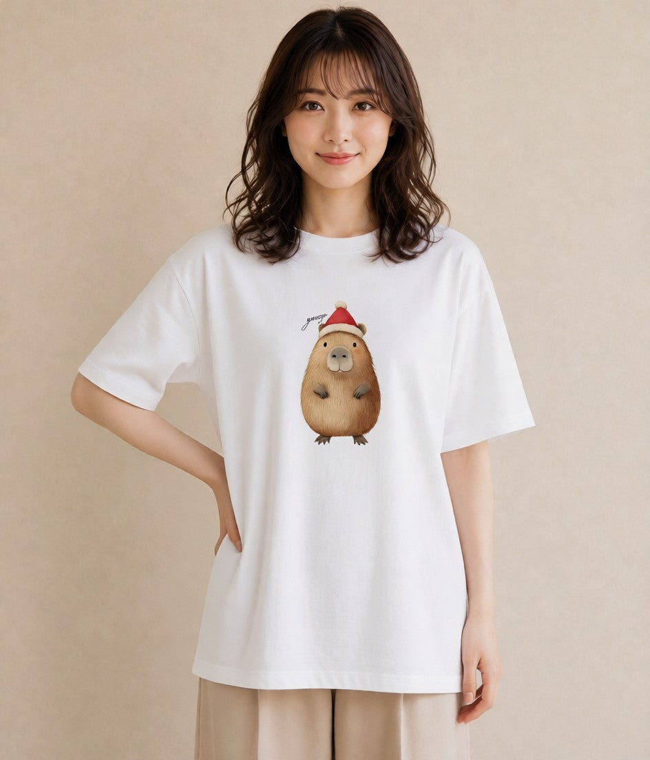 プリントTシャツ レディース モルモット ペット 動物 イラスト お揃い 親子 白T YMAZO