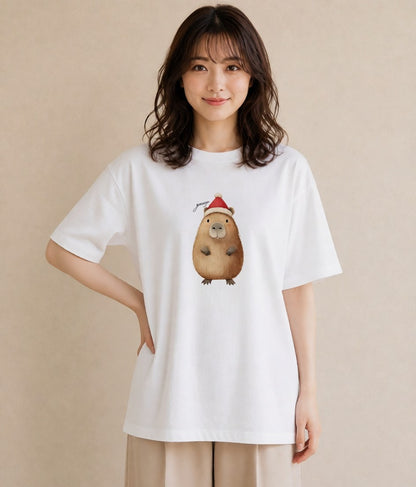 プリントTシャツ レディース モルモット ペット 動物 イラスト お揃い 親子 白T YMAZO