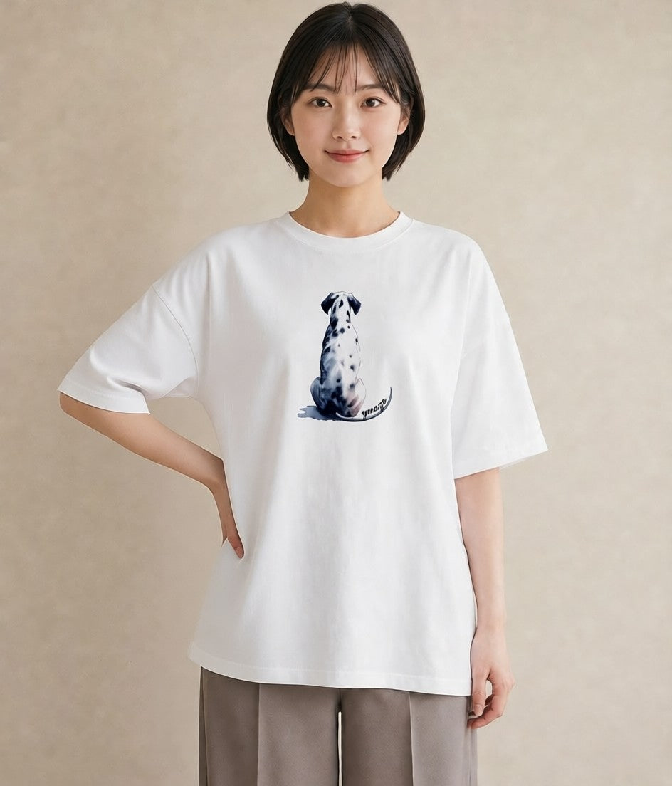 プリントTシャツ レディース ダルメシアン 犬 いぬ イラスト 抜け感 親子 20代 白T YMAZO