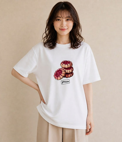 グラフィックTシャツ レディース どら焼き 食べ物 フード イラスト こなれ感 母娘コーデ 自分用 白T YMAZO