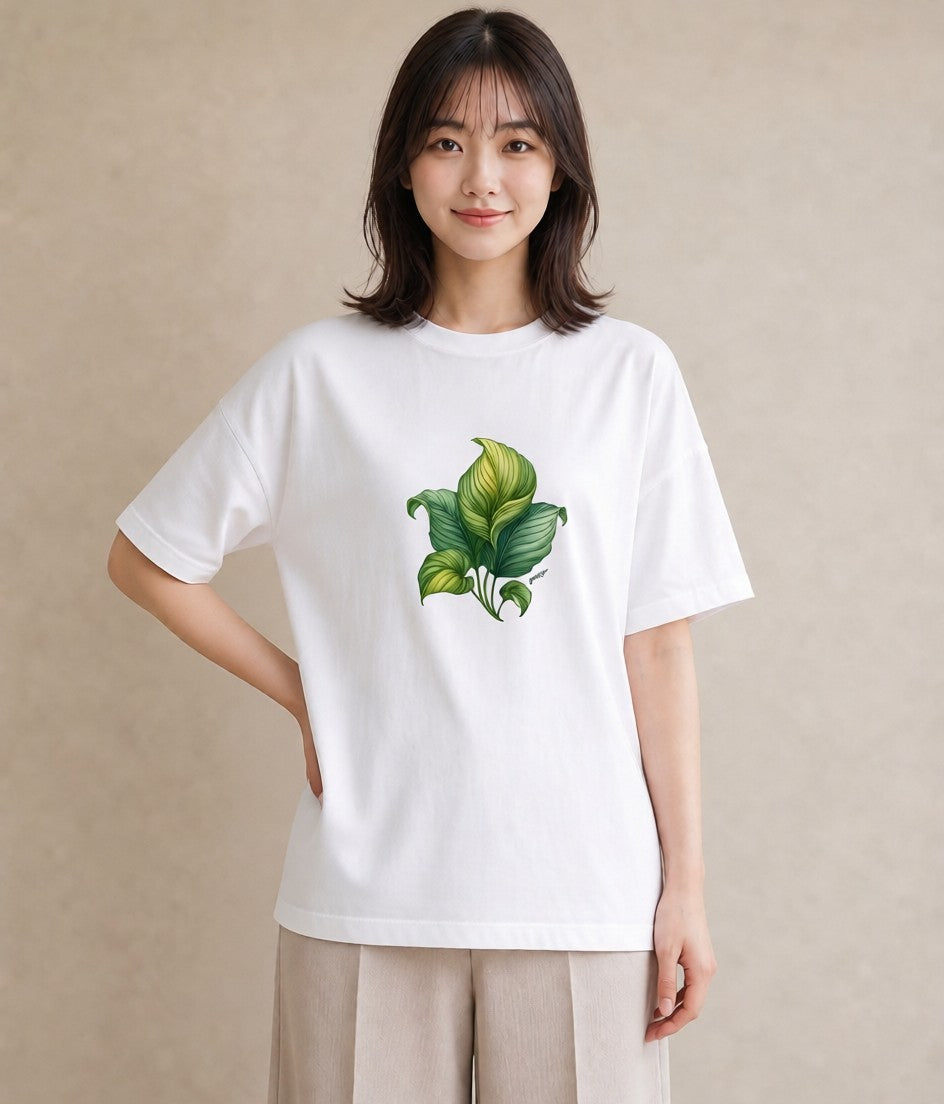 プリントTシャツ レディース 観葉植物 植物 ボタニカル イラスト カフェコーデ カフェ服 クリスマス 白T YMAZO