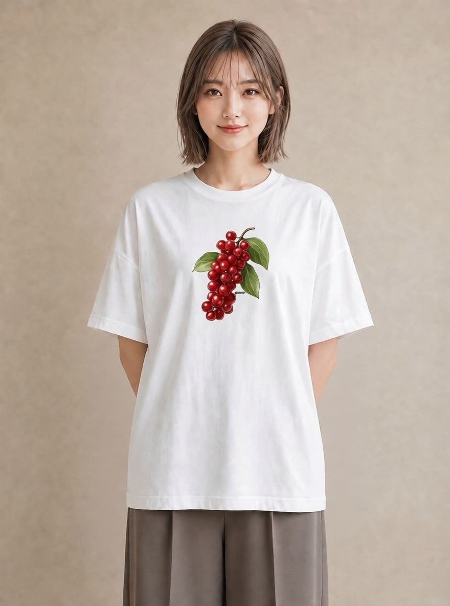 半袖Tシャツ レディース 木の実 植物 ボタニカル イラスト 公園 ママ 白T YMAZO