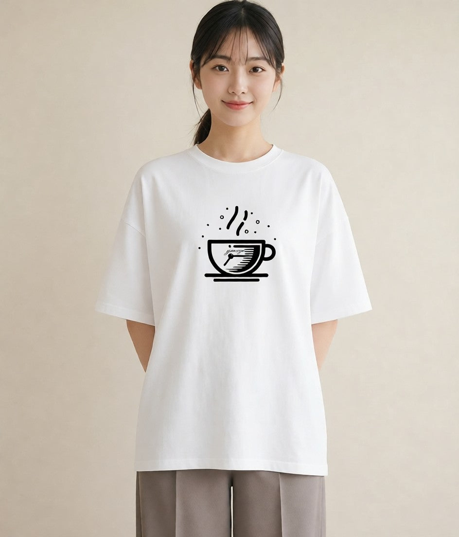 グラフィックTシャツ レディース カフェ カフェロゴ ロゴ イラスト ラフ 友達ギフト 部屋着 白T YMAZO