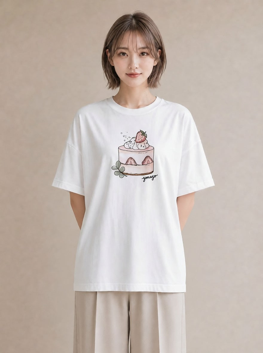 半袖Tシャツ レディース パフェ 食べ物 フード イラスト カフェコーデ クリスマス 旅行 白T YMAZO