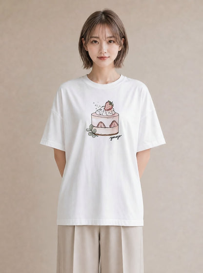 半袖Tシャツ レディース パフェ 食べ物 フード イラスト カフェコーデ クリスマス 旅行 白T YMAZO