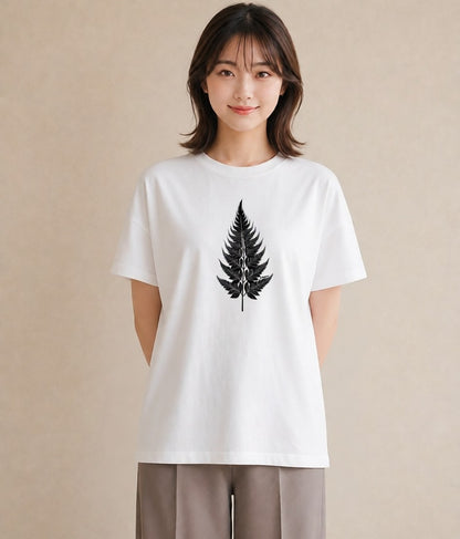 半袖Tシャツ レディース シダ 植物 ボタニカル イラスト カフェ巡り 女子会 白T YMAZO